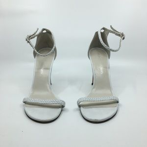 Stuart Weitzman white braided heels